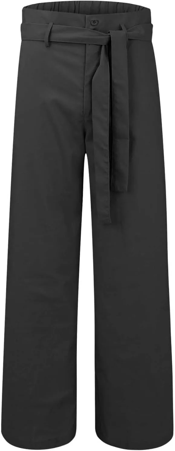Mens Linen Pants Beach Tall Casual Drawstring Elastic Waist Beach Yoga Pants Summer Lightweight Trousers with Pockets