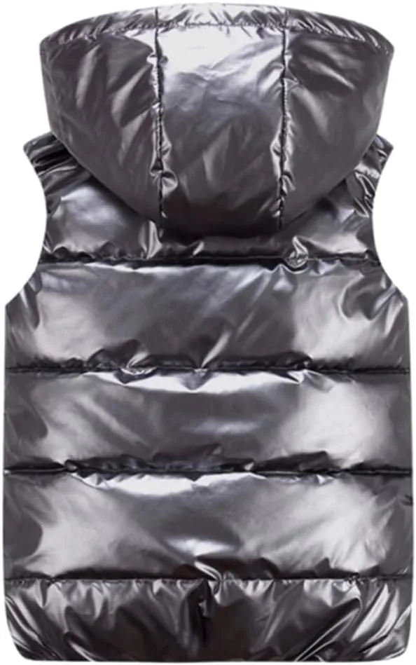 Men's Outdoor Winter Vest Warm Stand Collar Puffer Sleeveless Jacket Outerwear Padded Hooded Down Vest