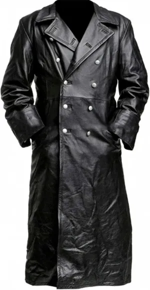 Mens Retro Leather Vintage Long Coat Trench Steampunk Gothic Jacket Overcoat Fashion Leather Gothic