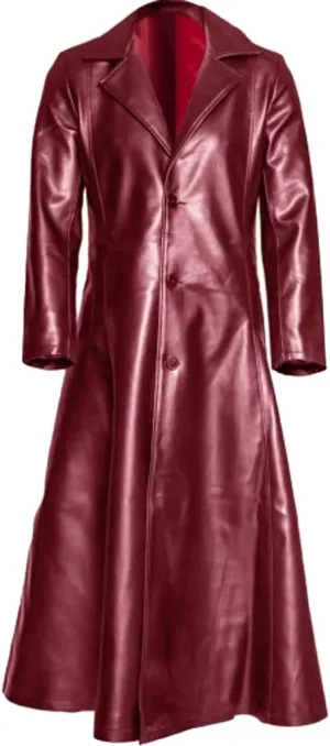 Mens Retro Leather Vintage Long Coat Trench Steampunk Gothic Jacket Overcoat Fashion Leather Gothic