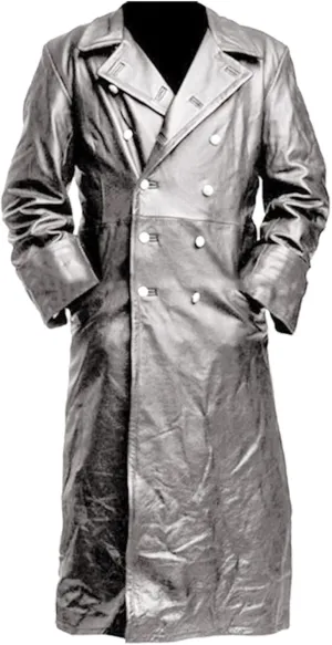 Mens Retro Leather Vintage Long Coat Trench Steampunk Gothic Jacket Overcoat Fashion Leather Gothic