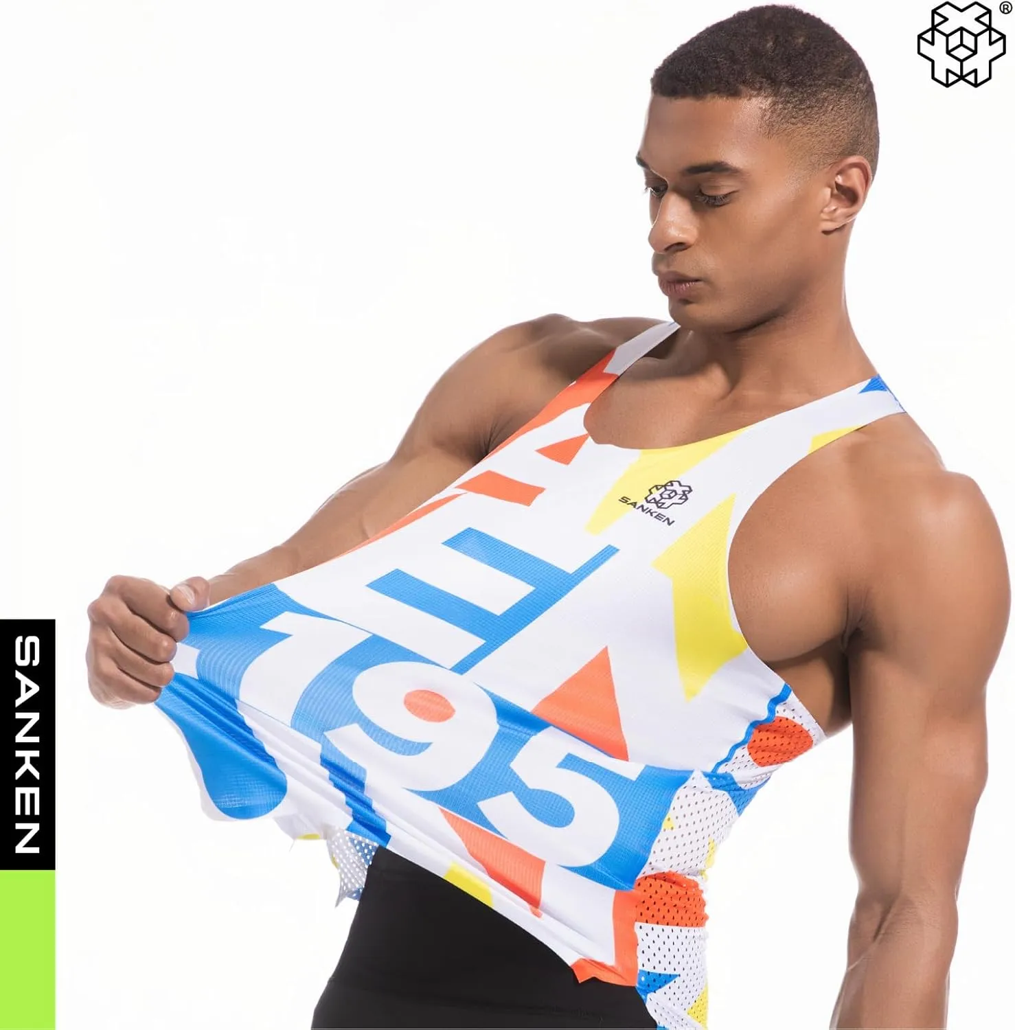 Men's Seamless Running Tank Tops Ultra Lightweight Marathon Singlets Breathable Race Vests Quick Dry Sleeveless Shirt