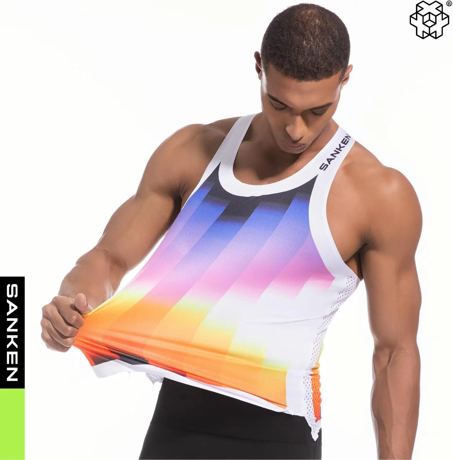 Men's Seamless Running Tank Tops Ultra Lightweight Marathon Singlets Breathable Race Vests Quick Dry Sleeveless Shirt