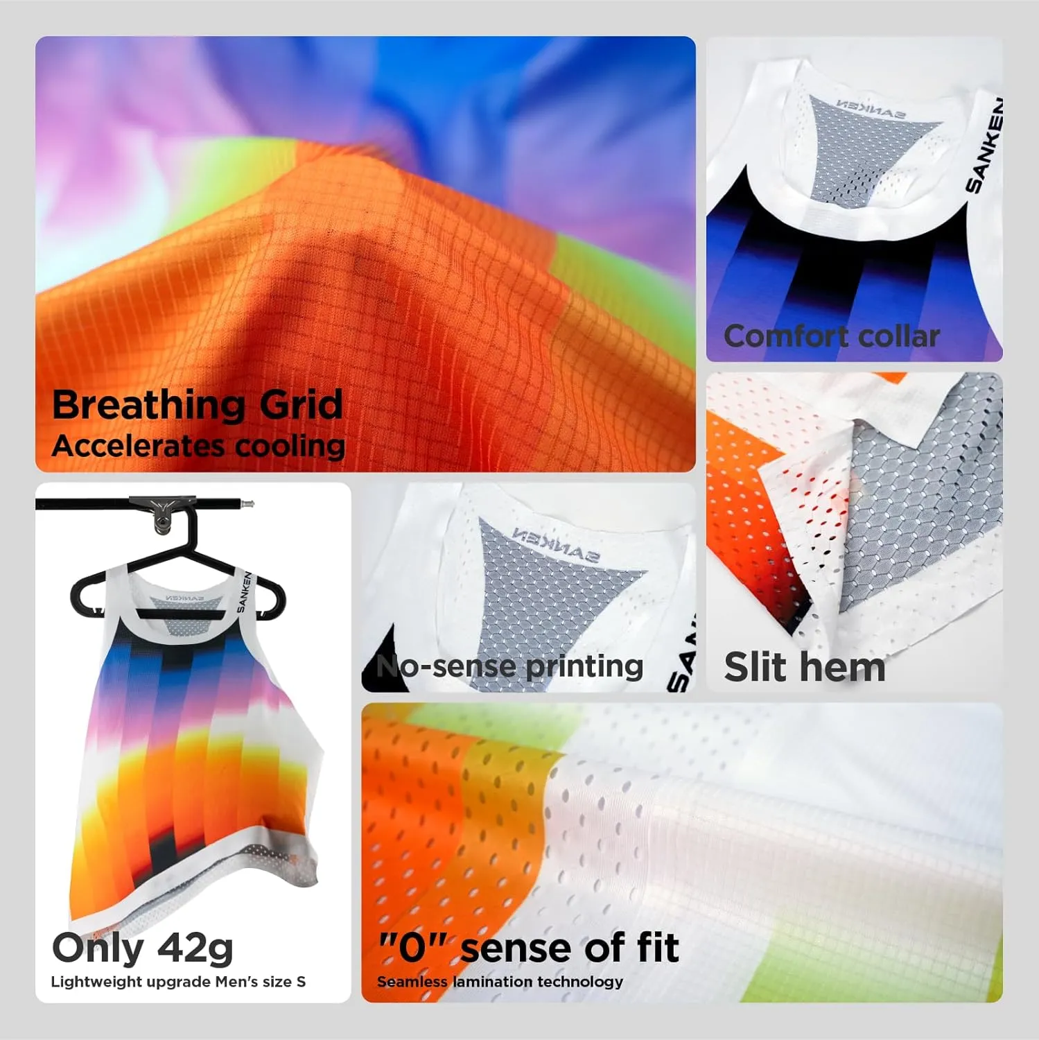 Men's Seamless Running Tank Tops Ultra Lightweight Marathon Singlets Breathable Race Vests Quick Dry Sleeveless Shirt