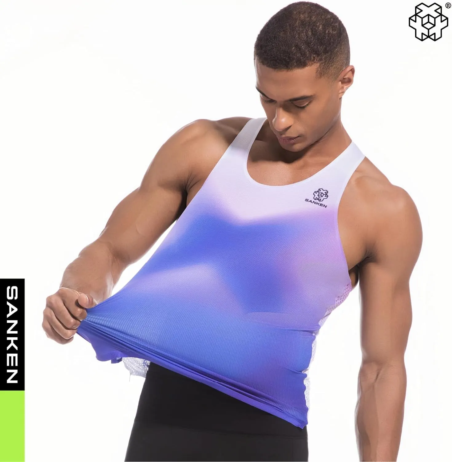 Men's Seamless Running Tank Tops Ultra Lightweight Marathon Singlets Breathable Race Vests Quick Dry Sleeveless Shirt