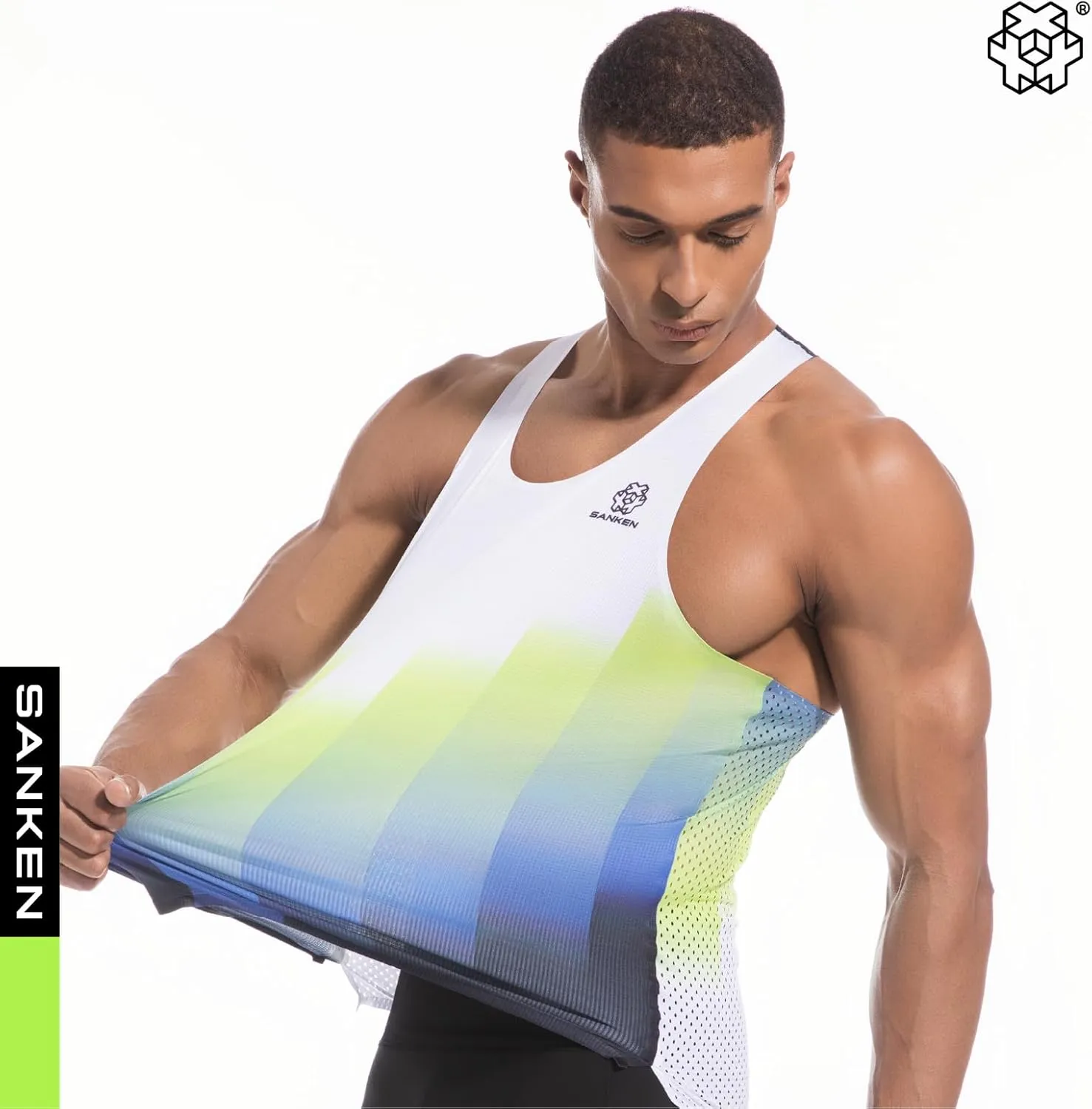 Men's Seamless Running Tank Tops Ultra Lightweight Marathon Singlets Breathable Race Vests Quick Dry Sleeveless Shirt