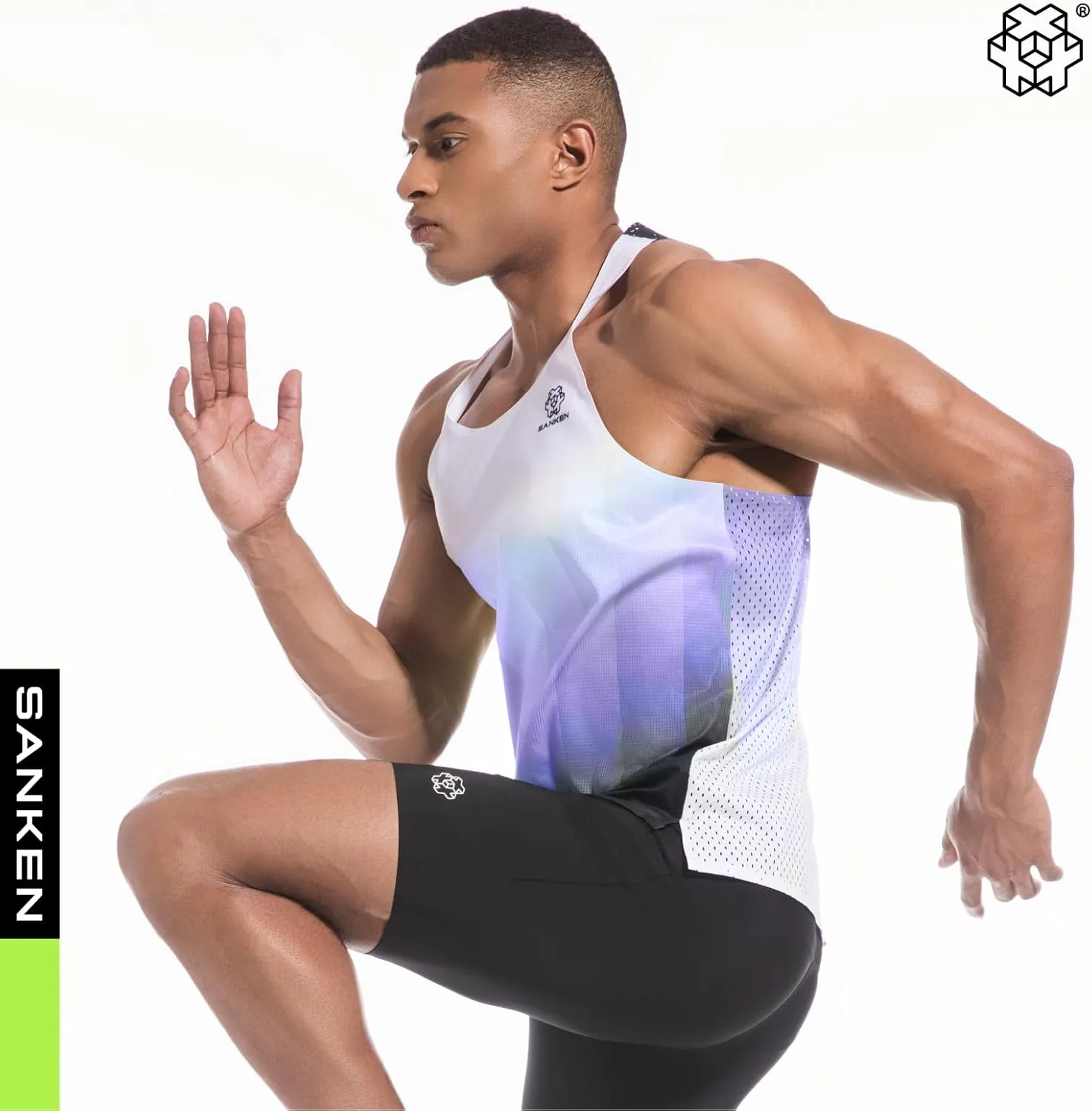 Men's Seamless Running Tank Tops Ultra Lightweight Marathon Singlets Breathable Race Vests Quick Dry Sleeveless Shirt