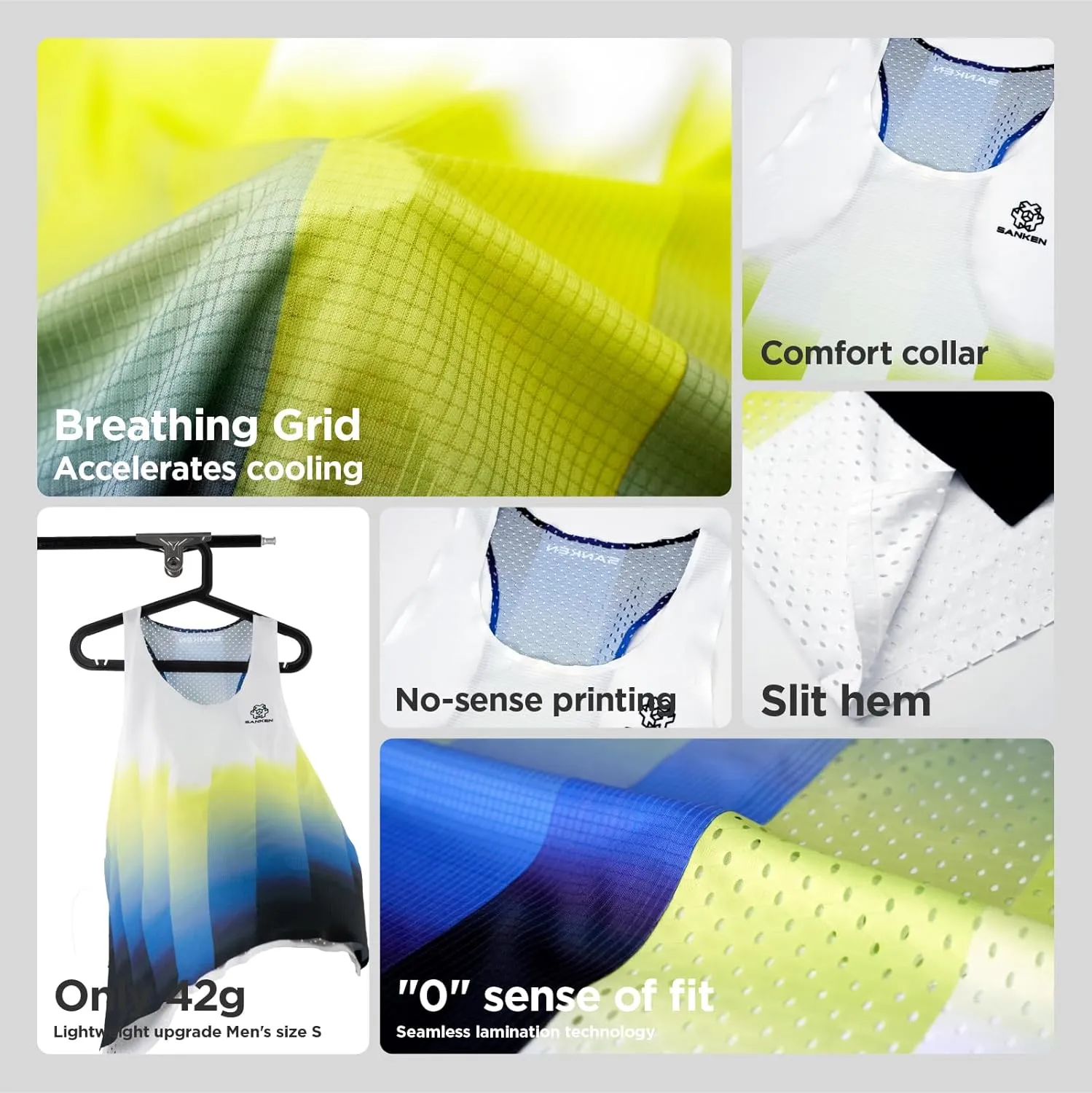 Men's Seamless Running Tank Tops Ultra Lightweight Marathon Singlets Breathable Race Vests Quick Dry Sleeveless Shirt