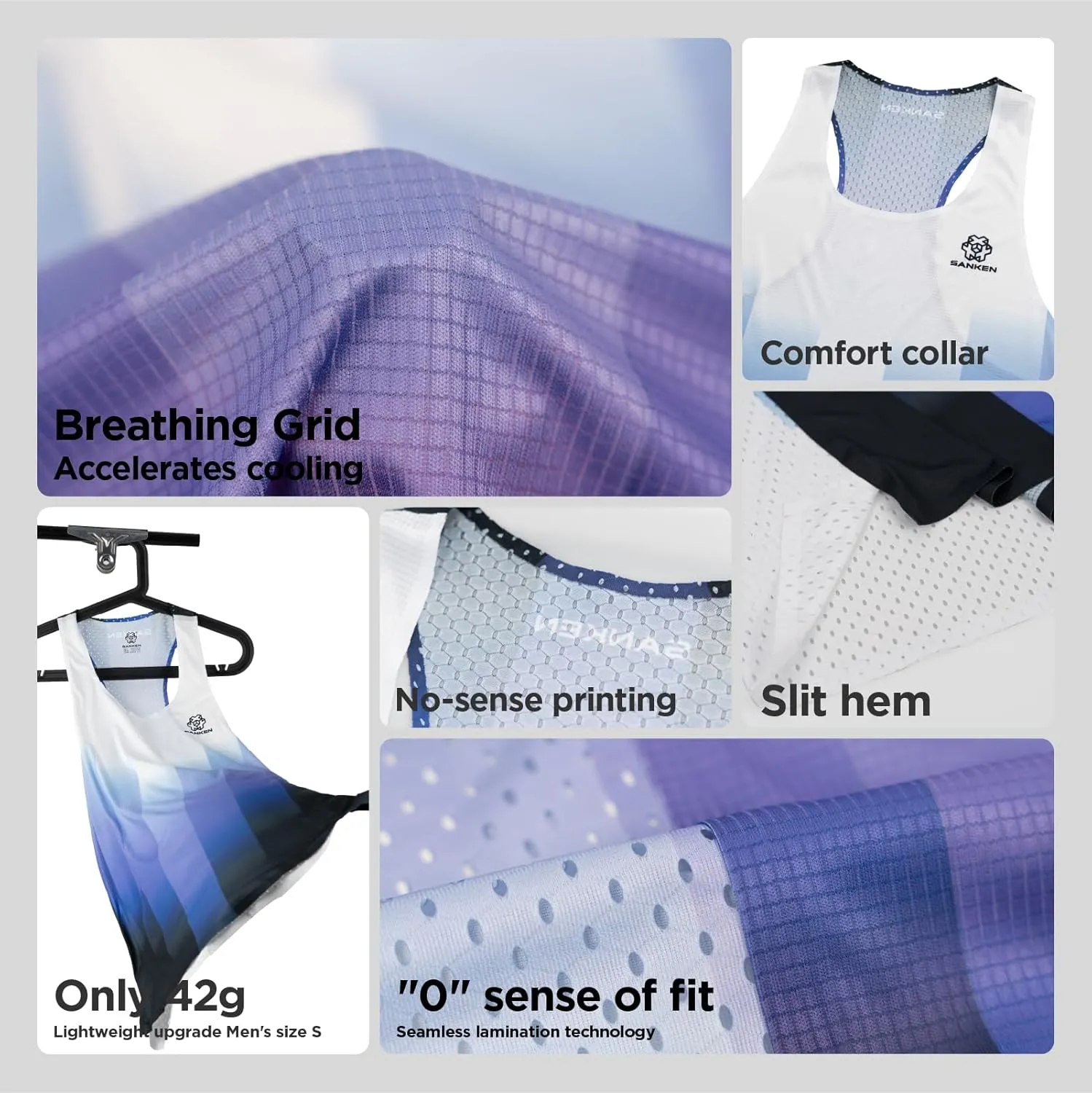 Men's Seamless Running Tank Tops Ultra Lightweight Marathon Singlets Breathable Race Vests Quick Dry Sleeveless Shirt
