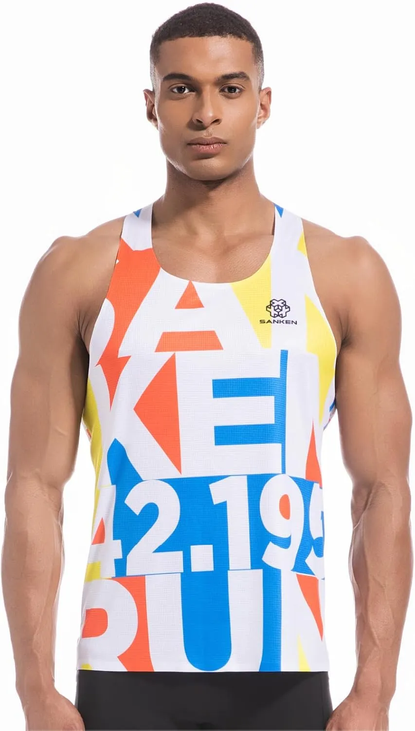 Men's Seamless Running Tank Tops Ultra Lightweight Marathon Singlets Breathable Race Vests Quick Dry Sleeveless Shirt
