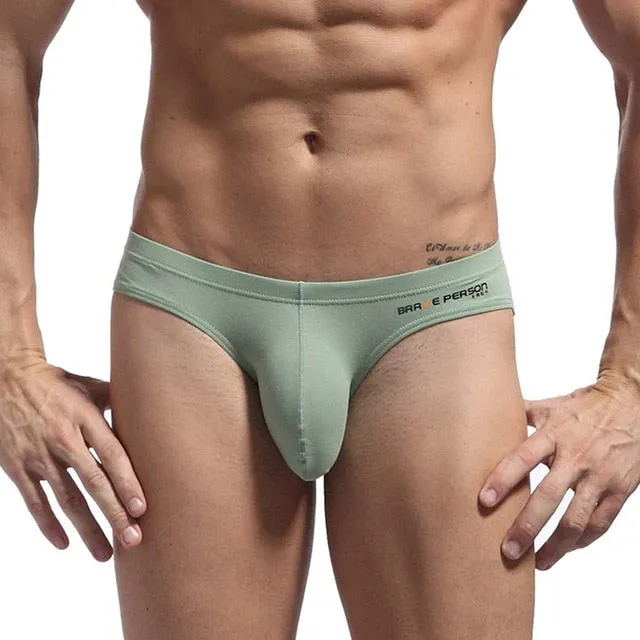 Men's Sexy ComfortableCotton Briefs With U Convex Big Penis Pouch