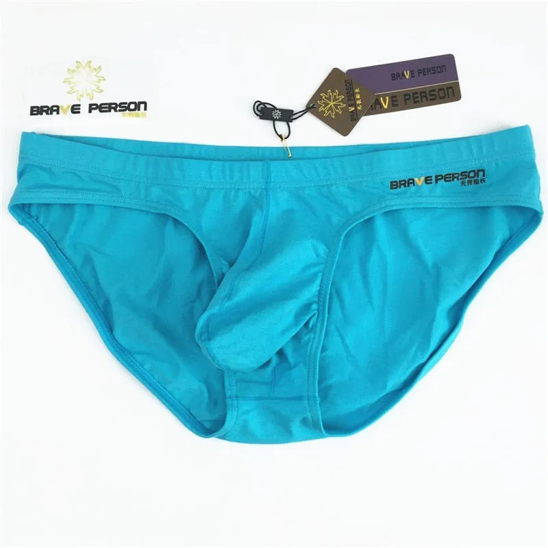Men's Sexy ComfortableCotton Briefs With U Convex Big Penis Pouch