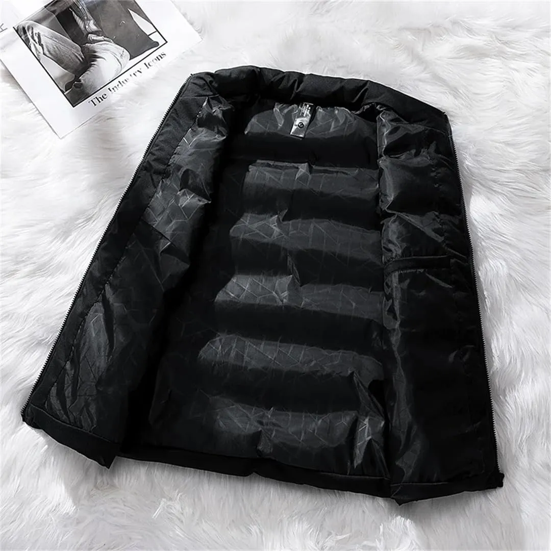 Men's Sleeveless Cotton-Padded Jacket Men Vest Stand Collar Waistcoat Male