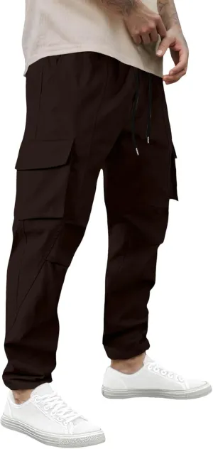 Mens Stretch Work Trousers Working Tactical Linen Elastic Waist Skinny Bike Athletic Basketball Leather Cargo Joggers