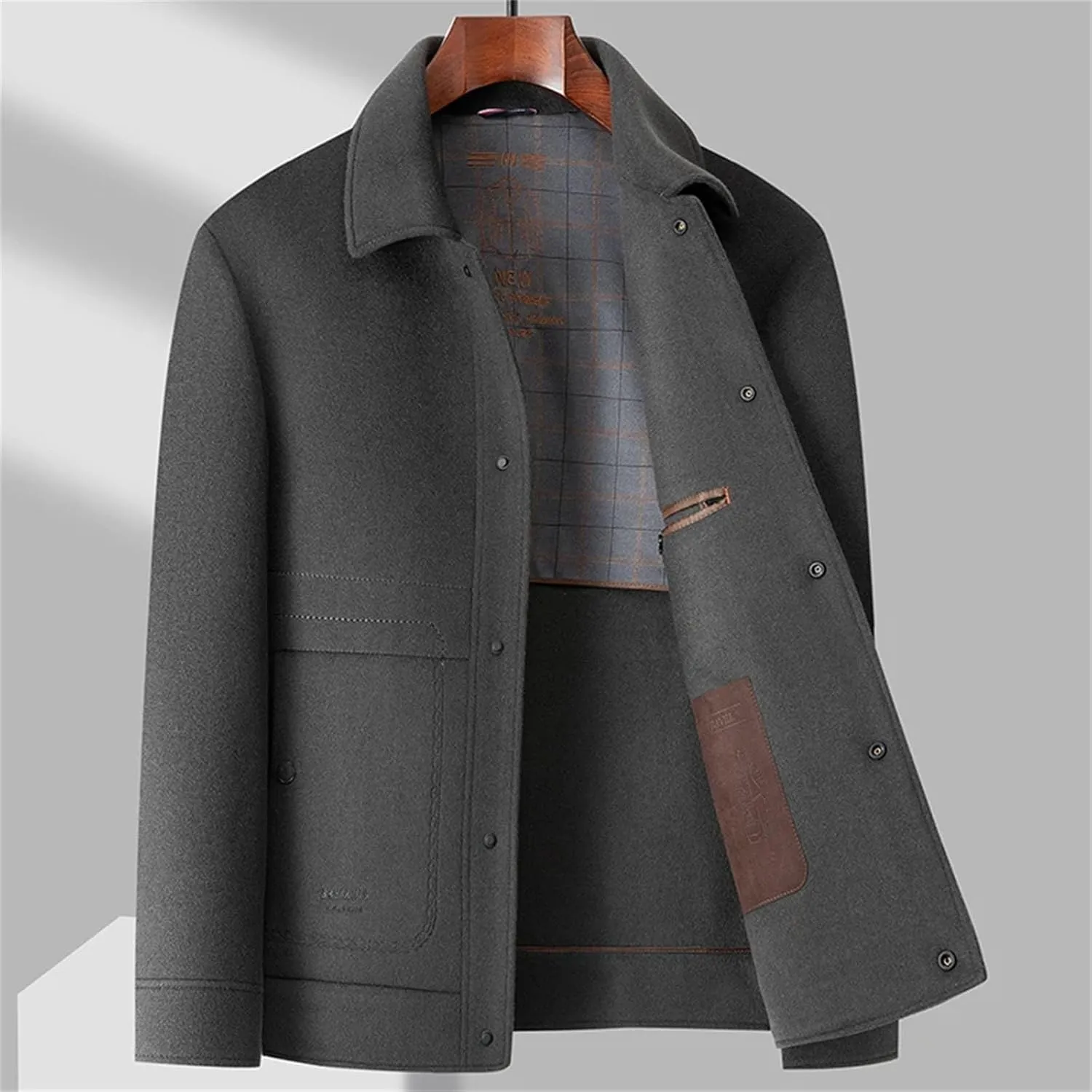 Men's Trench Coat Casual Business pea coat Winter Warm peacoat jacket 100 percent Wool Puffer Jackets Overcoat
