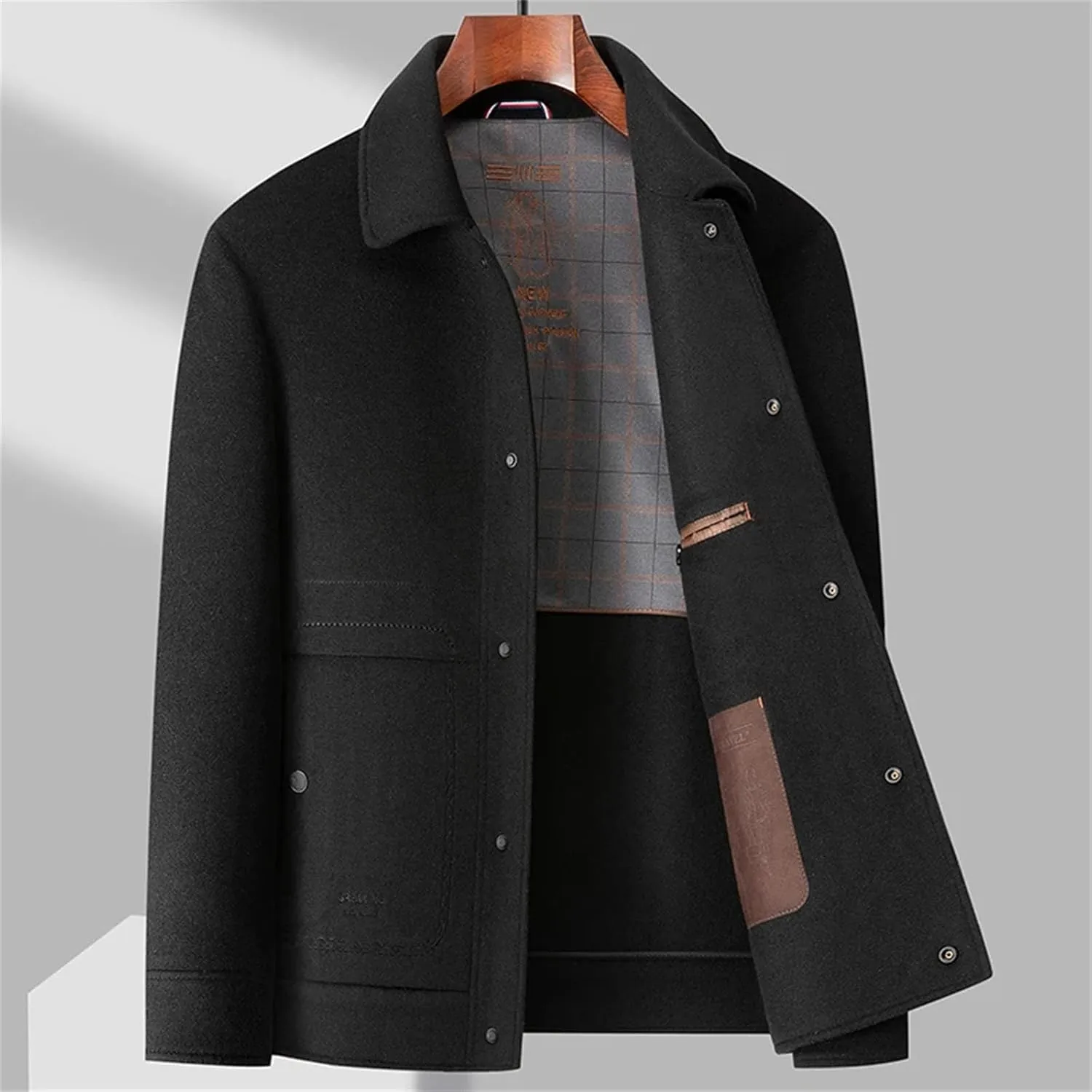 Men's Trench Coat Casual Business pea coat Winter Warm peacoat jacket 100 percent Wool Puffer Jackets Overcoat