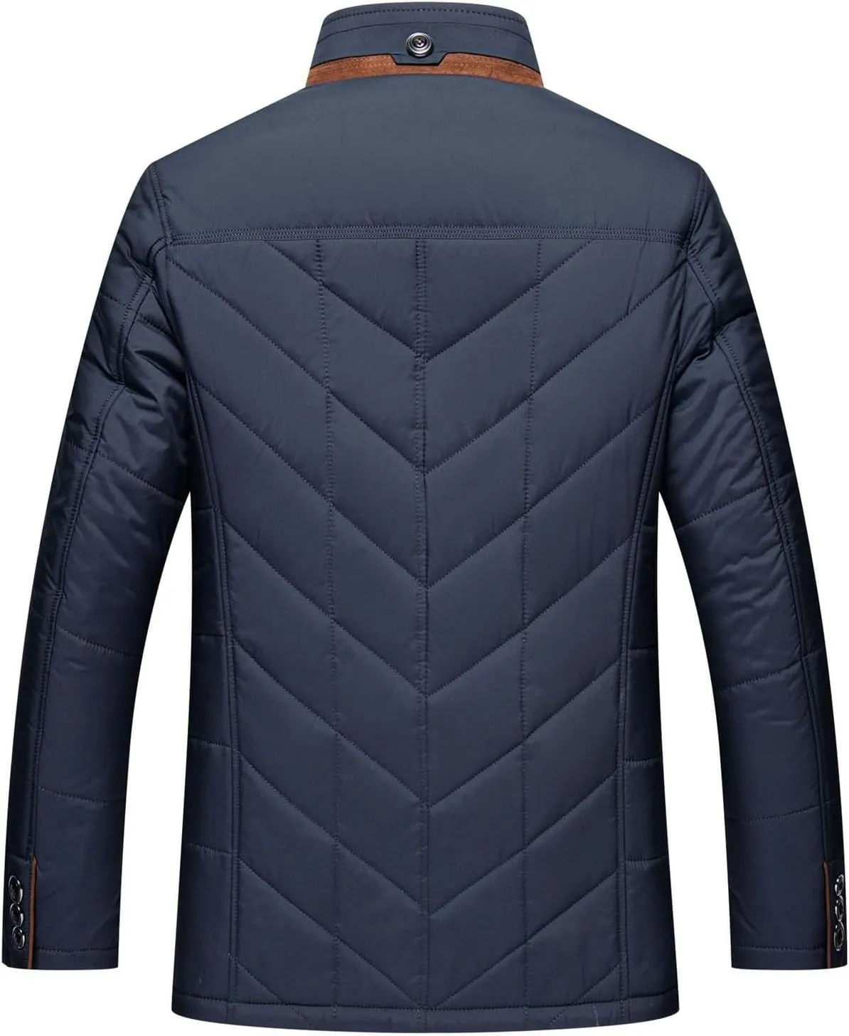 Men's Winter Quilted Jackets Casual Long Sleeve Zipper Down Jacket Fall Thicken Warm Button Down Coats with Pockets