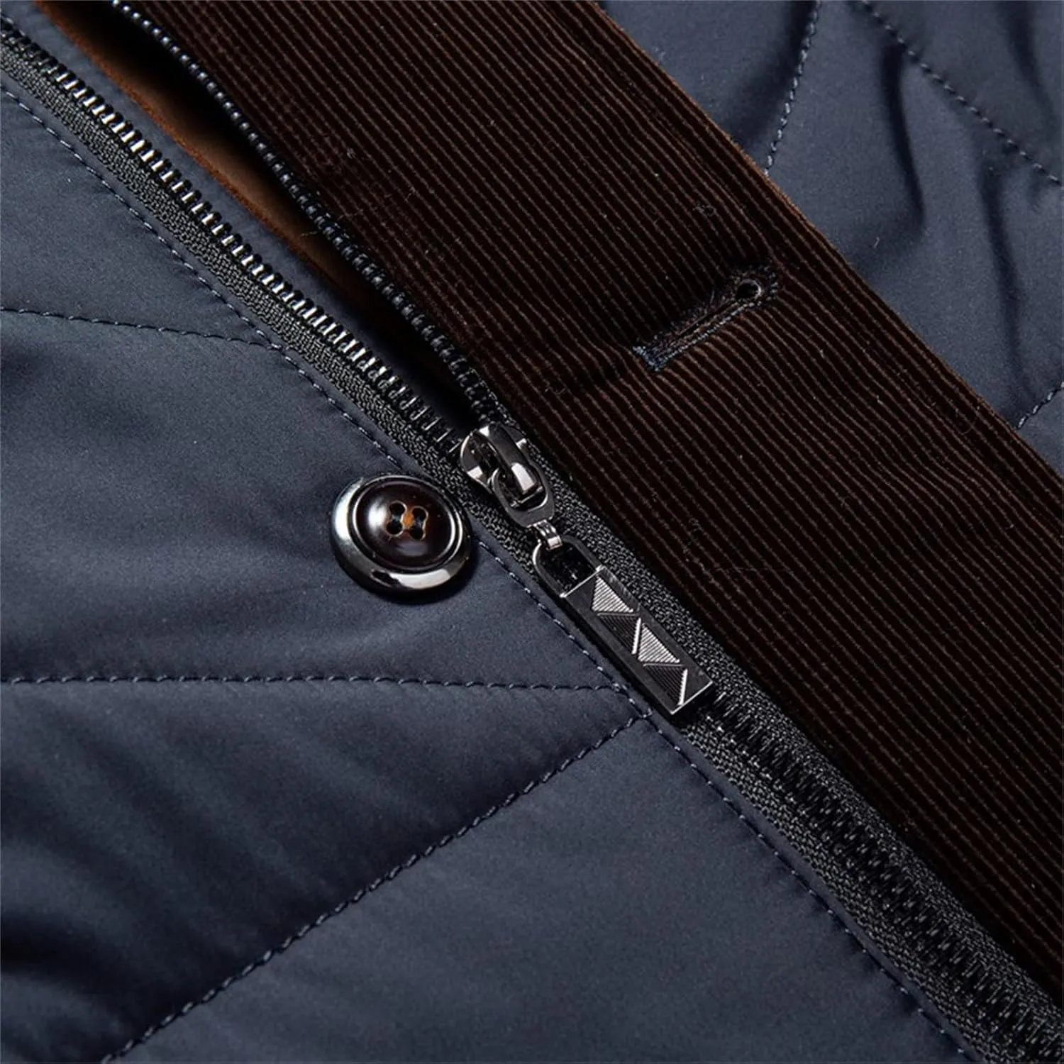 Men's Winter Quilted Jackets Casual Long Sleeve Zipper Down Jacket Fall Thicken Warm Button Down Coats with Pockets