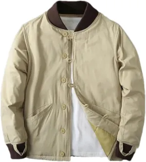 Men's Winter V-Neck Cold Bomber Jacket Baseball Coat Casual Warm Cotton-Padded Coat All-Match Coats