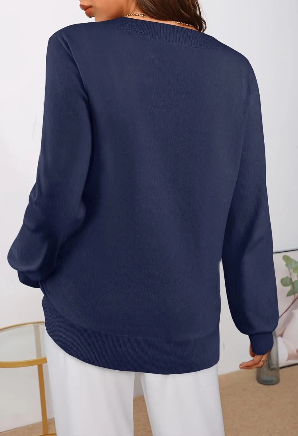 MEROKEETY Women's 2025 Fall Long Sleeve V Neck Tops Casual Lightweight Knit Pullover Sweater Shirts