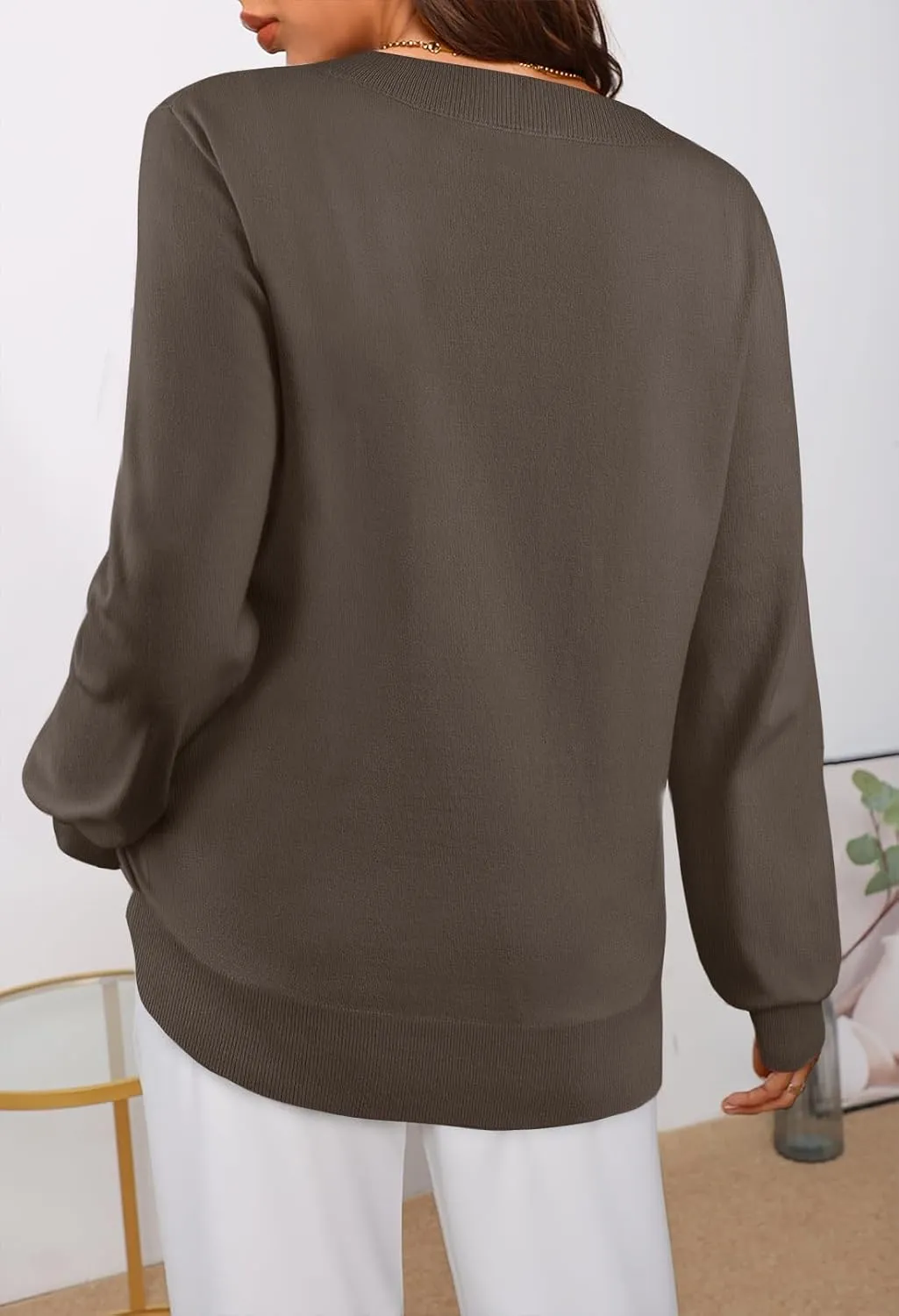 MEROKEETY Women's 2025 Fall Long Sleeve V Neck Tops Casual Lightweight Knit Pullover Sweater Shirts