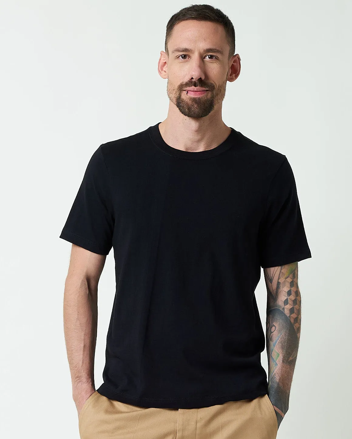 Merz b. Schwanen Good Originals 4.6oz 1940s Loopwheeled Tee - Deep Black