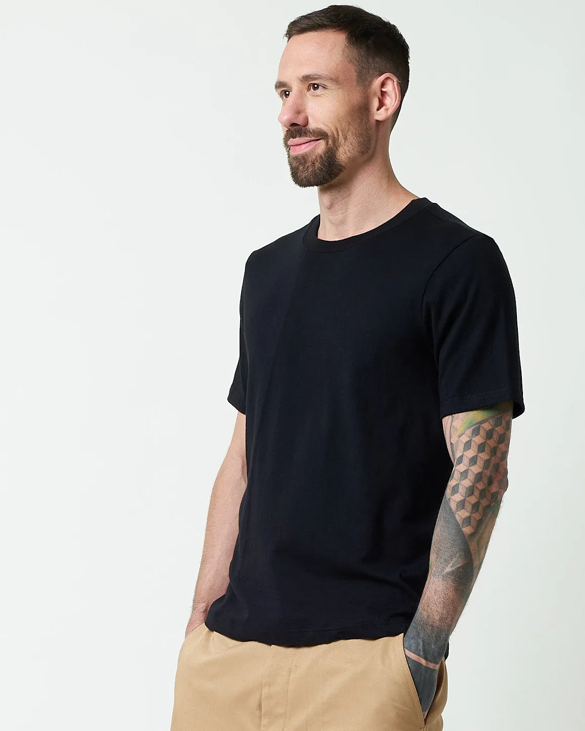Merz b. Schwanen Good Originals 4.6oz 1940s Loopwheeled Tee - Deep Black
