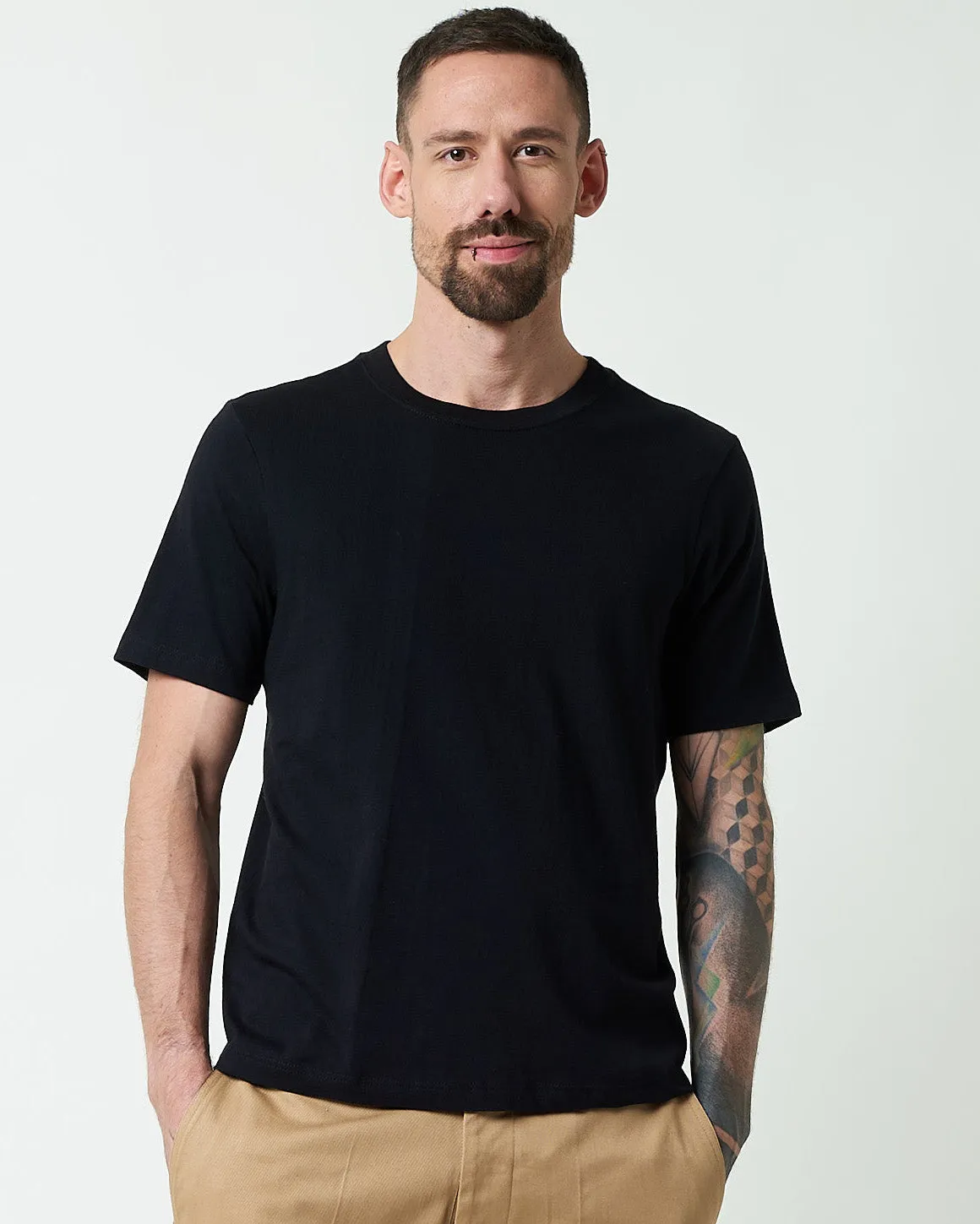 Merz b. Schwanen Good Originals 4.6oz 1940s Loopwheeled Tee - Deep Black