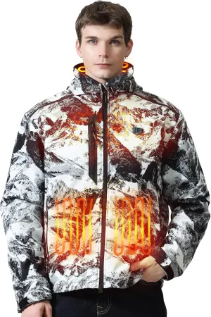 MIDIAN Heated Jacket with Battery Pack Down Insulation 8 Heat Zones Soft Shell Foldable Hood Overheat Protection