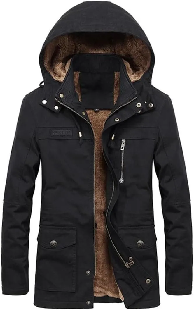 Military Cargo Coat Mens Thick Warm Man Winter Cotton Padded Jacket Multi-Pocket Hoodies Parka