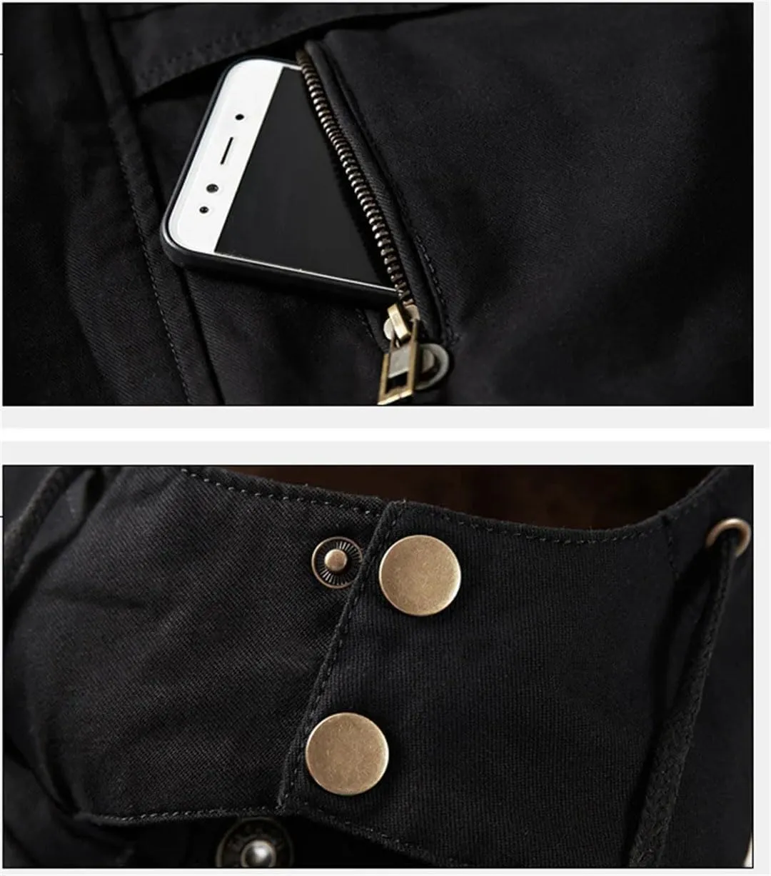 Military Cargo Coat Mens Thick Warm Man Winter Cotton Padded Jacket Multi-Pocket Hoodies Parka