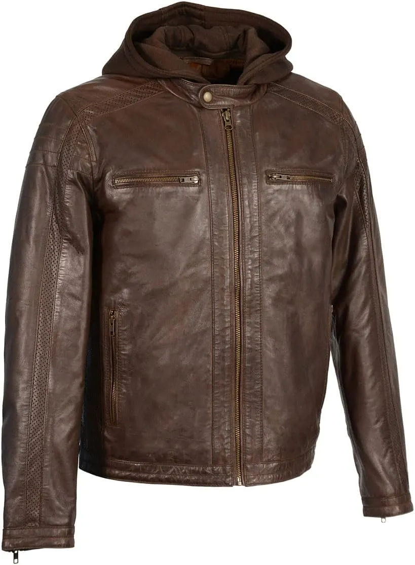 Milwaukee Leather Premium Men's Leather Fashion Casual Jackets and Coats with Hoodie | SFM
