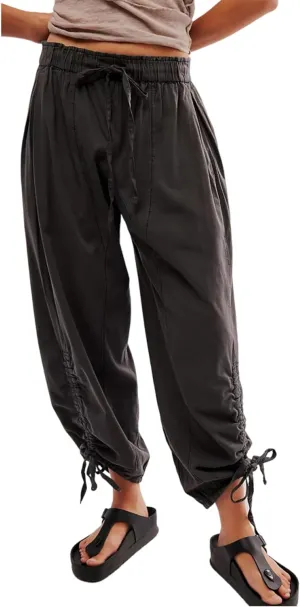MISSACTIVER Elastic Waist Wide Leg Pants Woman Flowy Drawstring Palazzo Harem Pants with Pockets Y2k Loose Trousers