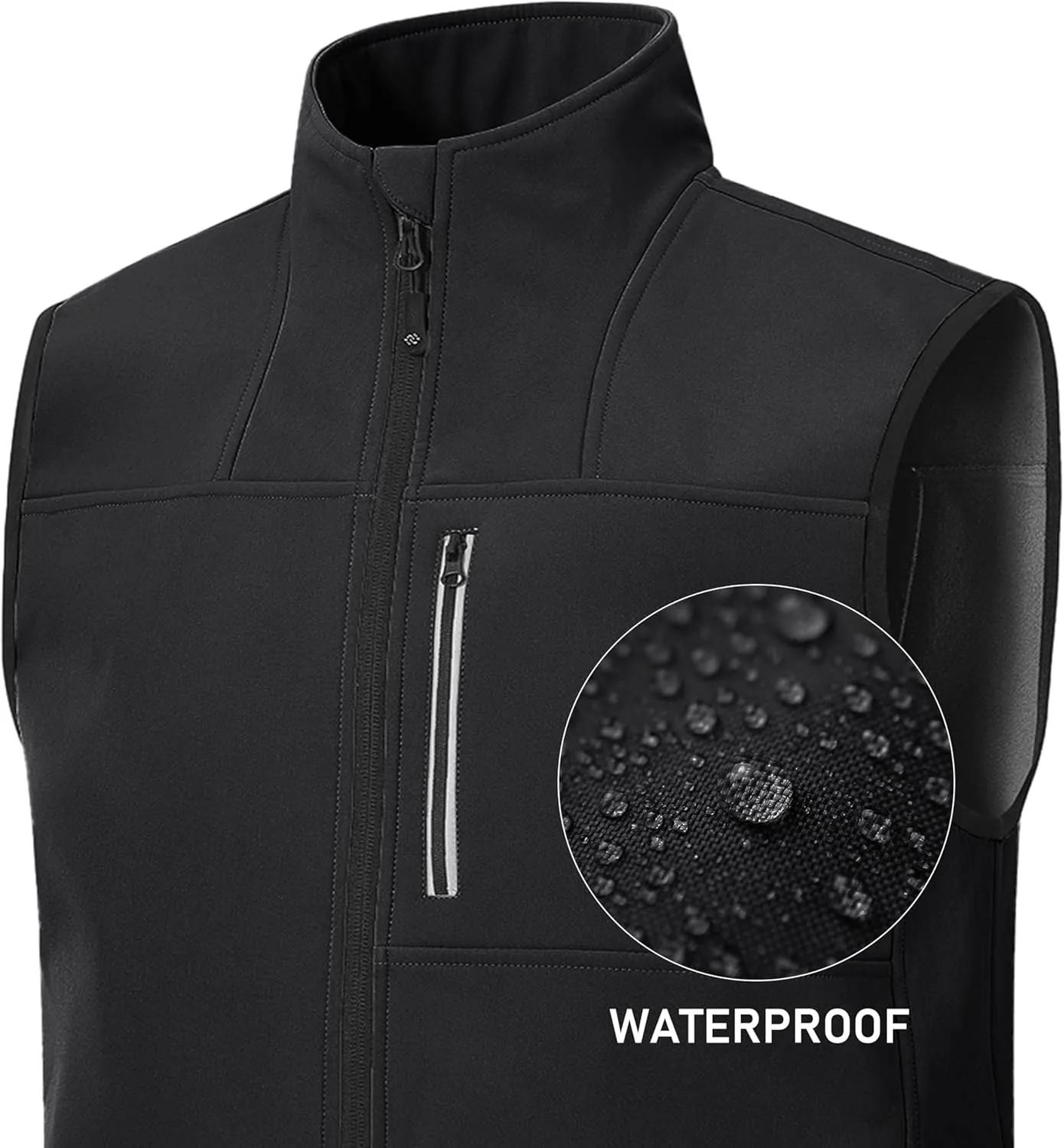 MoFiz Men's Vest Outerwear,Vest for men,Full Zip Fleece Lined Light Softshell Windproof Sleeveless Jacket for Hiking Golf
