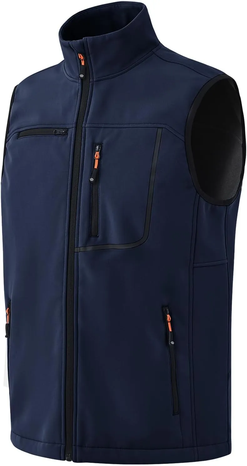 MoFiz Men's Vest Outerwear,Vest for men,Full Zip Fleece Lined Light Softshell Windproof Sleeveless Jacket for Hiking Golf