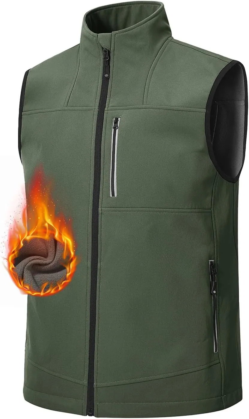 MoFiz Men's Vest Outerwear,Vest for men,Full Zip Fleece Lined Light Softshell Windproof Sleeveless Jacket for Hiking Golf