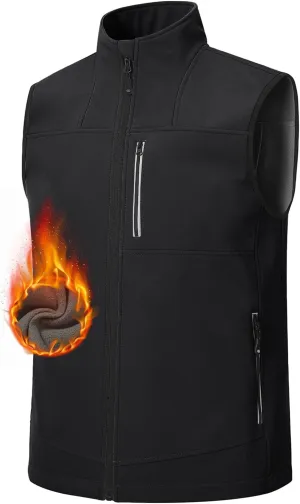 MoFiz Men's Vest Outerwear,Vest for men,Full Zip Fleece Lined Light Softshell Windproof Sleeveless Jacket for Hiking Golf