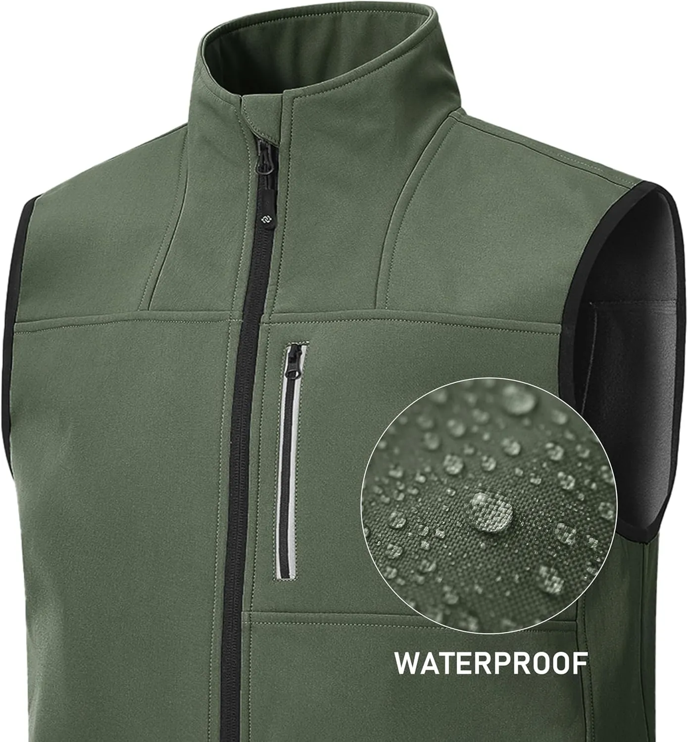 MoFiz Men's Vest Outerwear,Vest for men,Full Zip Fleece Lined Light Softshell Windproof Sleeveless Jacket for Hiking Golf