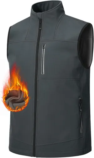 MoFiz Men's Vest Outerwear,Vest for men,Full Zip Fleece Lined Light Softshell Windproof Sleeveless Jacket for Hiking Golf