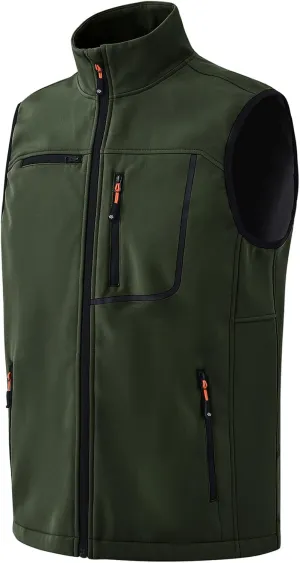 MoFiz Men's Vest Outerwear,Vest for men,Full Zip Fleece Lined Light Softshell Windproof Sleeveless Jacket for Hiking Golf