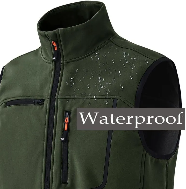 MoFiz Men's Vest Outerwear,Vest for men,Full Zip Fleece Lined Light Softshell Windproof Sleeveless Jacket for Hiking Golf