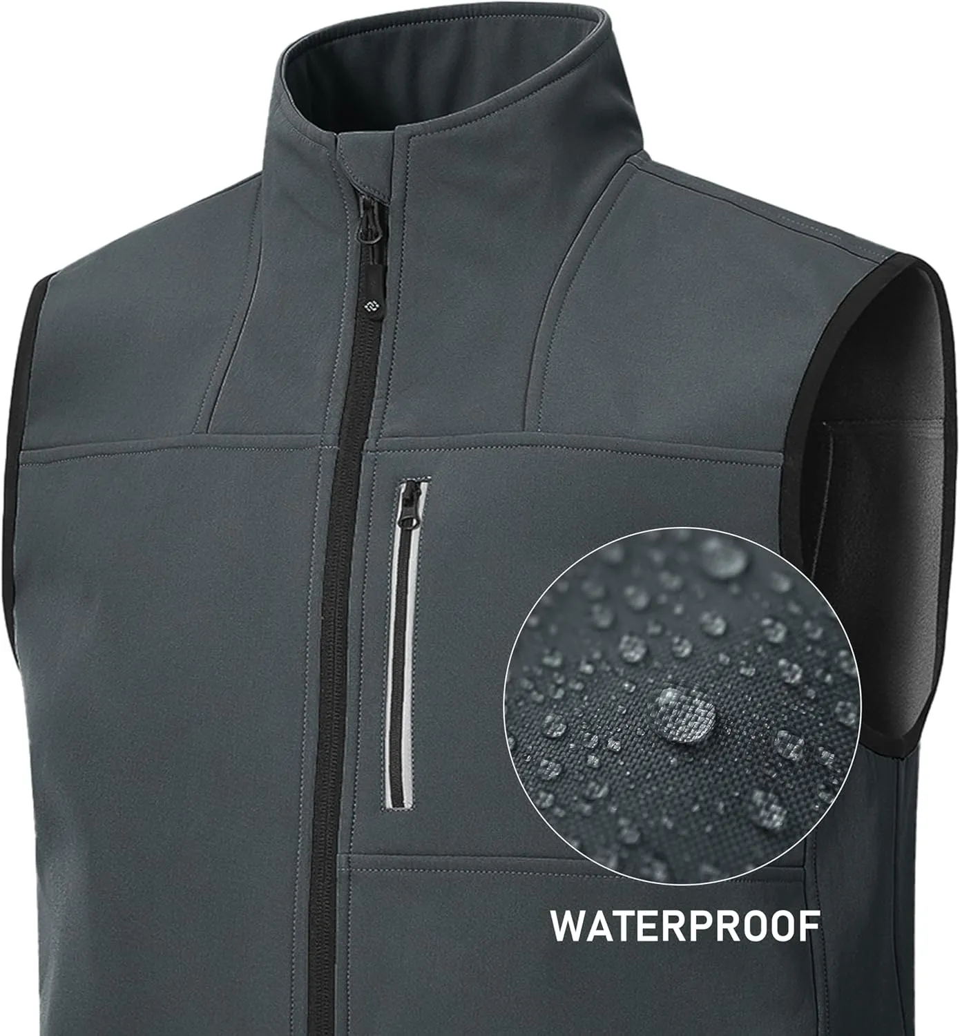 MoFiz Men's Vest Outerwear,Vest for men,Full Zip Fleece Lined Light Softshell Windproof Sleeveless Jacket for Hiking Golf