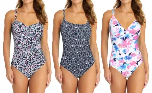MS-LE1PN - Wholesale Women's Printed One-Piece Swimsuits