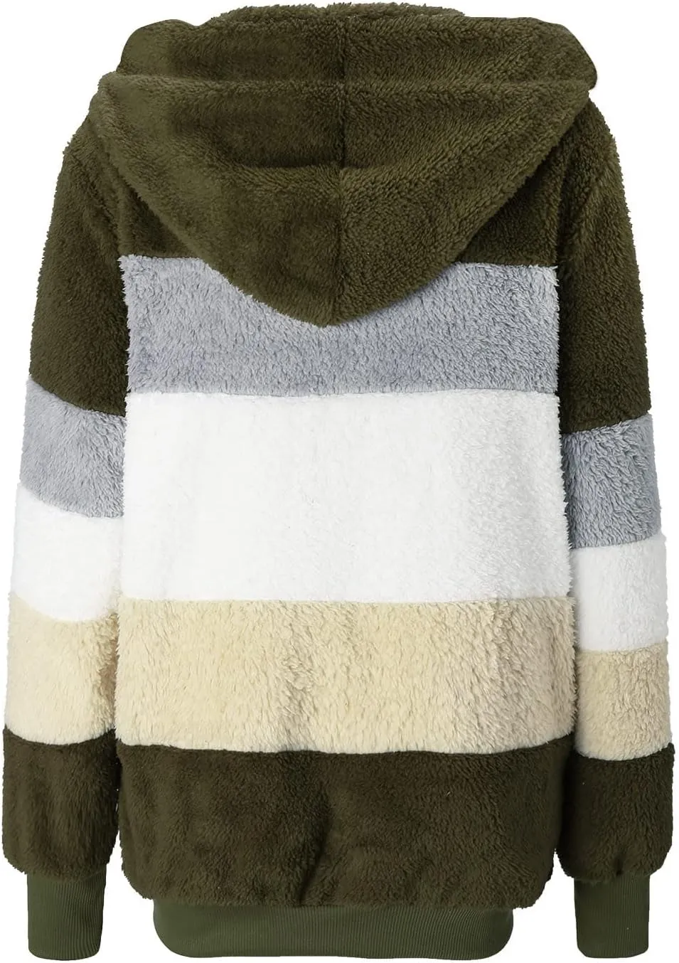 Muyise Womens Warm Fuzzy Zip Up Hoodie Oversized Sherpa Jacket Winter Fluffy Fleece Hooded Outerwear Coat with Pockets