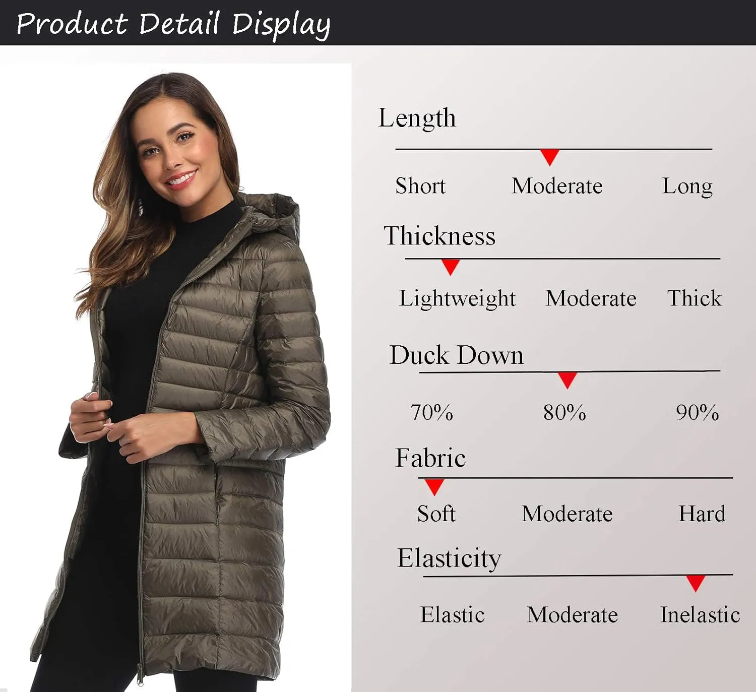 Obosoyo Women's Winter Packable Down Jacket Plus Size Ultralight Long Down Outerwear Puffer Jacket Hooded Coat