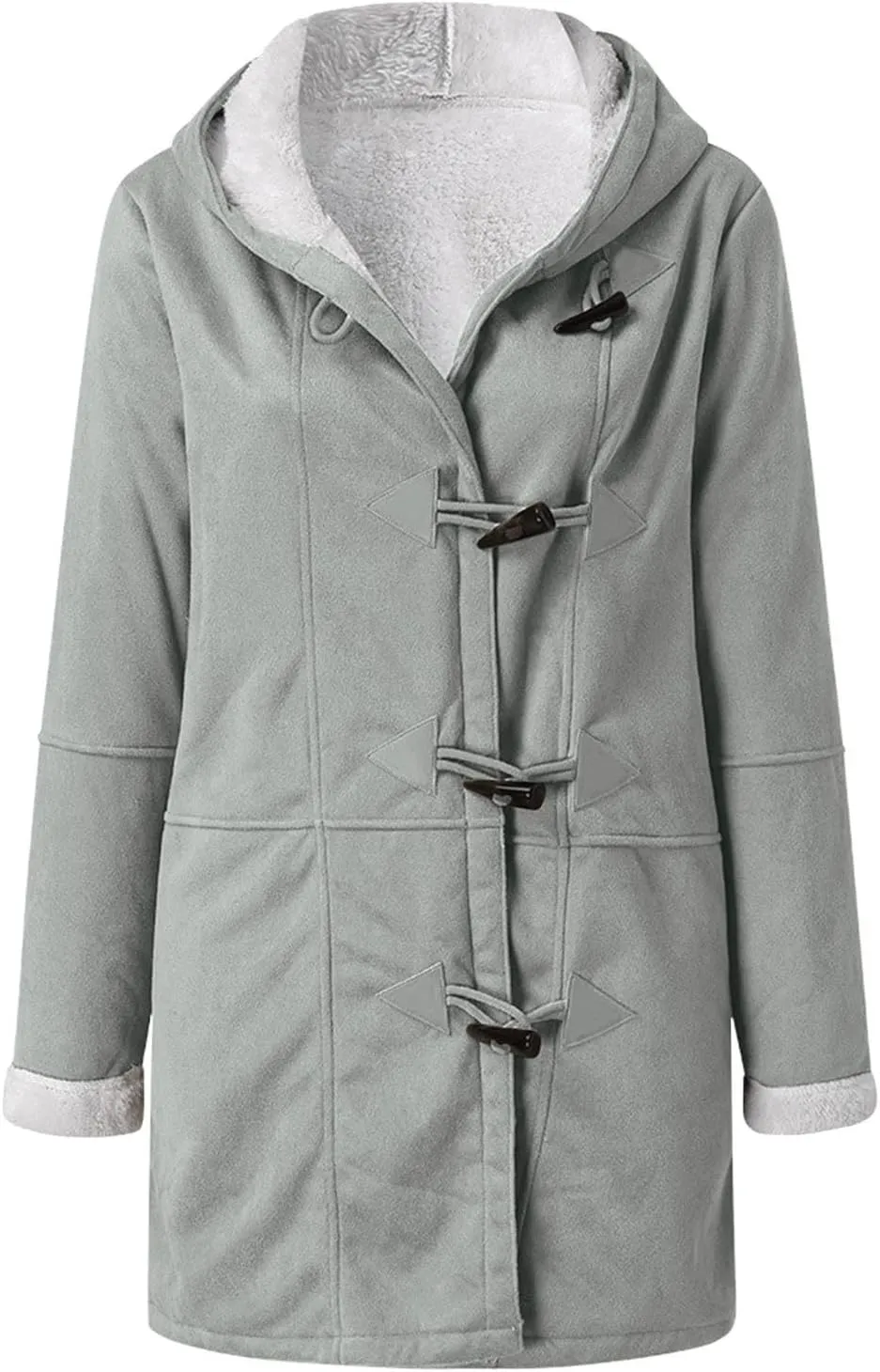 oiangi Winter Coats for Women Plus Size Warm Sherpa Fleece Lined Distressed Jackets Hooded Parka Suede Pea Coat Outerwear