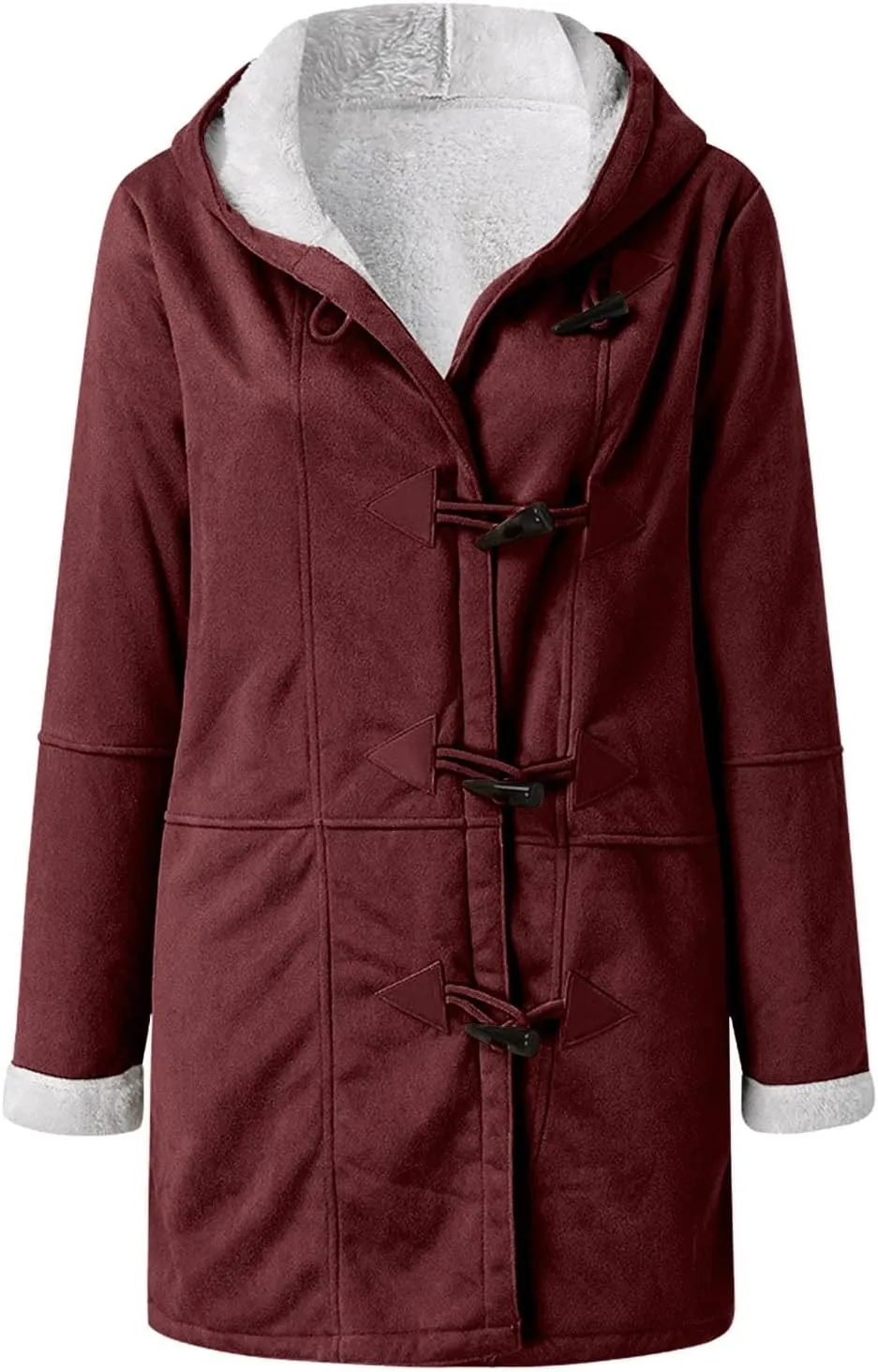 oiangi Winter Coats for Women Plus Size Warm Sherpa Fleece Lined Distressed Jackets Hooded Parka Suede Pea Coat Outerwear