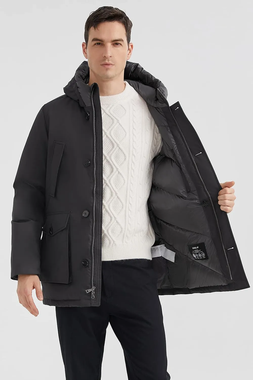 Orolay Men's Thickened Down Coat Winter Parka Jacket Hooded Puffer
