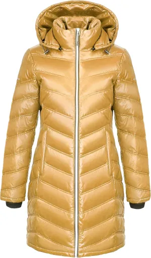 Orolay Women's Quilted Winter Long Down Coat Soft Hooded Puffer Jacket