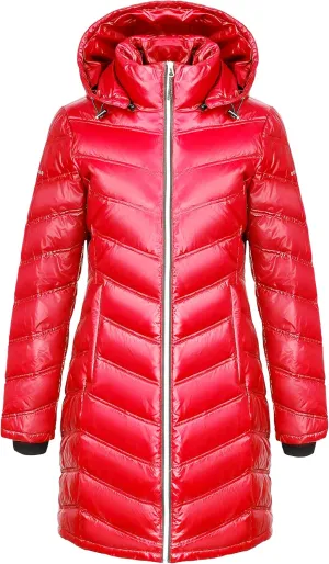 Orolay Women's Quilted Winter Long Down Coat Soft Hooded Puffer Jacket